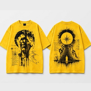 Crew Neck Half Sleeved Oversized <b>Drop</b> Shoulder Graphics Street Wear T Shirts Breathable Hip Hop Loose Fit Vintage T-Shirts - Product Image 6