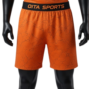 Orange <b>Black</b> <b>Men</b> Compression T-Shirt <b>Shorts</b> Set Knitted Summer Quick Dry Stretch Fitness Gym Training Running Workout - Product Image 4