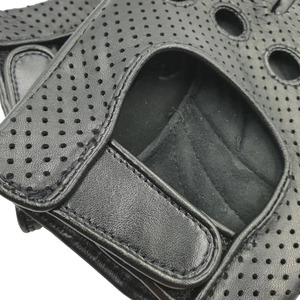 Unisex <b>Black</b> Leather Half Finger Gym <b>Gloves</b> Breathable Non Slip Adjustable Wrist Strap All Seasons and Comfort - Product Image 5