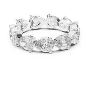 Bague unisexe en argent sterling 925 avec diamants de laboratoire East West Pear, 3,13 carats au total, certifiée IGI, bijoux fins, cadeau - Product Image 1
