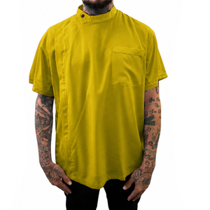 Chemise de travail jaune à manches courtes pour hommes, avec poche poitrine et col, modèle Barber - Product Image 1