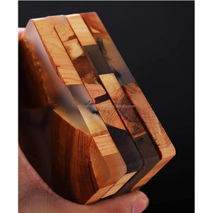 Unique Epoxy Resin Wooden <b>Walnut</b> Coasters for Elegant Dining <b>Table</b> Setup and Modern Home Accessories Mats & Pads - Product Image 2