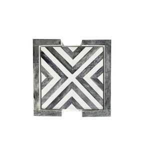 Sous-verre en os incrusté, tapis antidérapants, sous-verre à motif géométrique bleu et blanc, design moderne - Product Image 2