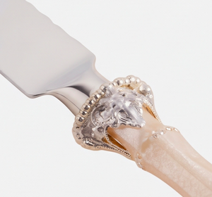 Ensemble de 2 spatules à gâteau et couteau dentelé avec manche en cristal, couleur or champagne, outils de découpe pour desserts - Product Image 2