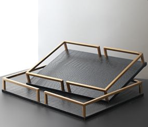 Plateau de service rectangulaire décoratif en métal de qualité supérieure avec poignées pour table à manger, maison, hôtel, restaurant - Product Image 5