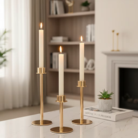 Ensemble de 3 chandeliers coniques dorés en laiton, élégants et modernes, pour centre de table, mariage, cheminée et décoration intérieure