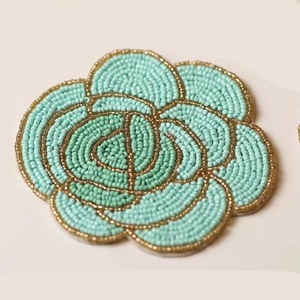 CRYSTAL CRAFT Nuevo Diseño Posavasos de Vidrio con Cuentas de Sandía, Posavasos Redondo con Cuentas, Posavasos Hecho a Mano en India con Cuentas - Product Image 3