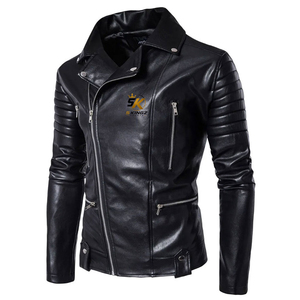 5KINGZ SPORTS <b>Men's</b> Windproof Anti-Bacterial PU Leather <b>Jacket</b> with Mandarin Collar and <b>Sherpa</b> Lining - Product Image 3