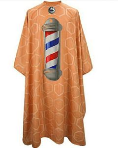 Bata de Barbero Impermeable de Poliéster Estilo Barberpole Peach con Detección de Agujas y Fusión sin Costuras Unisex - Product Image 1