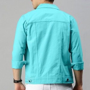 High Street <b>Men's</b> Casual Coated Front Breathable Embroidered Vintage Bomber Jeans <b>Jacket</b> <b>Denim</b> with Single Button Closure - Product Image 3