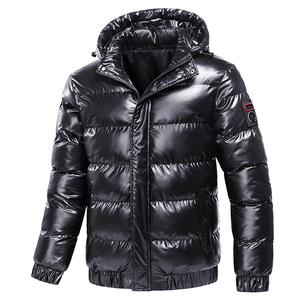 High Quality Warm Hood <b>Bubble</b> <b>Coat</b> Custom Winter Shiny Puffer Jacket for Men Front Solid Color Waterproof Windproof Outerwear - Product Image 4