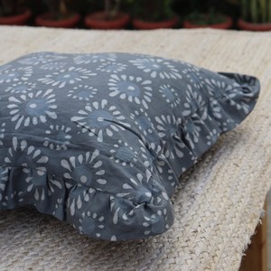 Floral Ruffle Square Modern Style Jhalani <b>Textiles</b> Rajasthan Envelop Closure Customizable Cotton Linen Handmade Decorative - Product Image 3