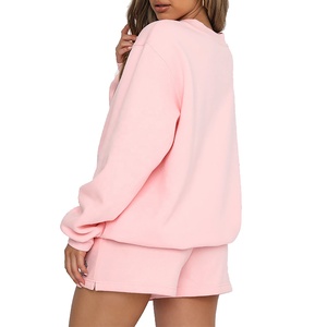 Ensemble short 2 pièces pour femme, vert menthe, coton, col rond, coupe ample, tenue décontractée d'été avec poche - Product Image 5
