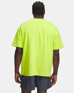 Regular Fit <b>Neon</b> Green Turtleneck Knitted 100% Cotton Short Sleeve Breathable Hip Hop Casual Wear T-Shirt for <b>Men's</b> - Product Image 2