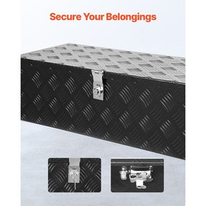Heavy Duty Aluminum Truck Bed <b>Tool</b> <b>Box</b> with Striped Side Handle Lock Keys Storage Chest Organizer - Product Image 4