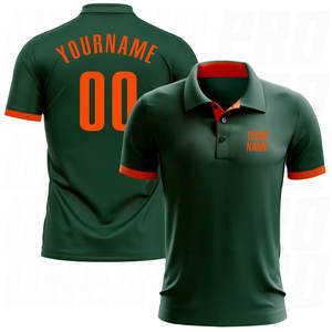Polo de golf pour hommes personnalisé en gros, design uni, décontracté, avec logo brodé, polos de sport pour hommes, polos de golf vert et orange - Product Image 4