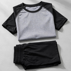 2026 Wholesale Summer Men's Casual Shorts <b>Set</b> Plain Color Solid 100% Cotton Jersey Quick Dry Knitted Customized Logo <b>Twin</b> <b>Set</b> - Product Image 4