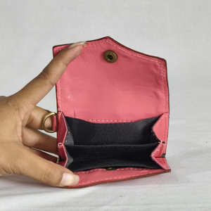 Tarjetero de Cuero Genuino Rosa y Blanco, Diseño Floral a Cuadros, Cartera Corta para Mujer, Estilo Moderno, Superventas - Product Image 5