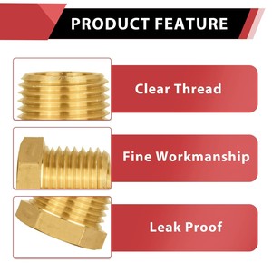 Raccord hexagonal en laiton, filetage NPT mâle 1/4 po, pour plomberie, alimentation en eau, basse pression, usiné et poli - Product Image 4