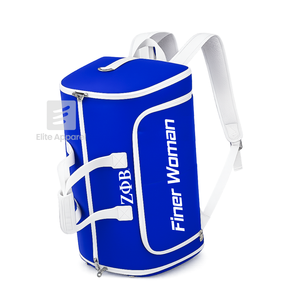 Bolsa de lona personalizada de la hermandad Zeta Phi Beta, azul y blanca con logo bordado, para uso diario, de gran capacidad, de nailon y poliéster. - Product Image 2