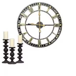 Luxury Industrial Wall <b>Clock</b> <b>Large</b> Roman Numeral Skeleton Design Silent Quartz Metal <b>Clock</b> for Home Office Restaurant Decor - Product Image 1