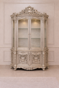 Elegant Silver-Ornate <b>Solid</b> <b>Wood</b> Dining Room Furniture Set Modern Dining <b>Table</b> and Chair Set Foldable 6-Seater Luxury Design - Product Image 5