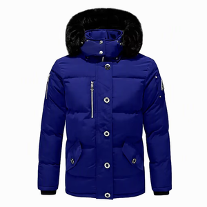 Men's Winter Puffer Jacket Hooded Thermal Down Coat Zipper Closure Breathable Outdoor <b>Parka</b> - Product Image 1