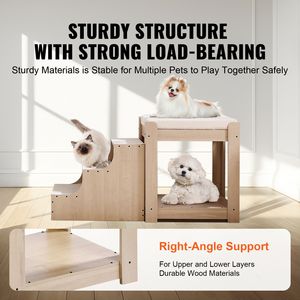 Letto a castello per animali domestici da interno con scale, piattaforma rialzata multi-livello per cani/gatti, seduta lounge per il riposo a bordo finestra - Product Image 4