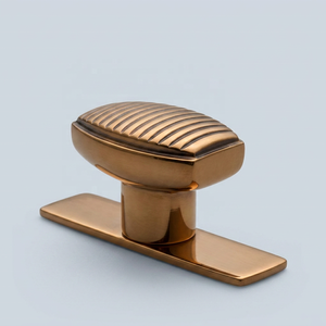 Modern Oval Brass Cabinet Knob with Rectangular Backplate Durable Nickel Polished Furniture Handle for Drawer <b>Door</b> Home Office - Product Image 2