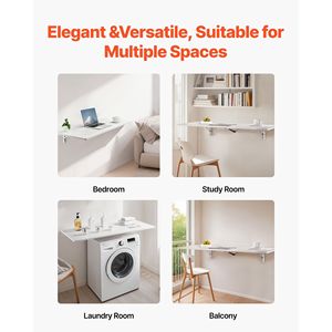 Wall Mounted 43.3 X 18 Inches Folding Table Floating Iron Bracket Desk for <b>Small</b> Spaces <b>Computer</b> Desk - Product Image 6