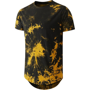 Camiseta Tie-Dye de Hip Hop para Hombre |   Camiseta Casual Hipster de Manga Corta con Dobladillo Curvo para un Estilo Urbano y Diario - Product Image 1