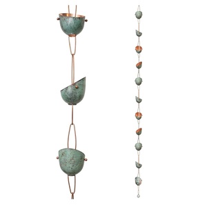 Chaîne de pluie en métal de qualité supérieure pour installation extérieure, jardin, patio et affichage visuel de l'eau de pluie - Product Image 1