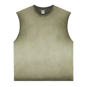 Camiseta sin mangas degradada para hombre, cuello redondo, tejida, transpirable, estilo casual, con logo frontal estampado por transferencia térmica - Product Image 6