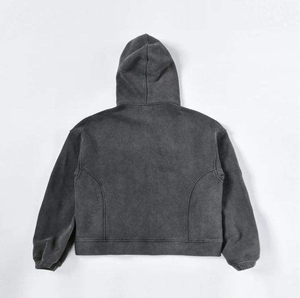 Fabricants OEM de streetwear : Sweat à capuche bleu ciel en coton surdimensionné en molleton bouclette, avec impression DTG, effet vieilli, vintage, zippé et délavé à l'acide - Product Image 5
