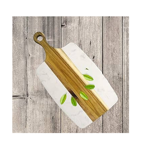 Tabla de cortar de madera y mármol con mango de acero inoxidable, accesorios de cocina, tabla de queso de mármol, más vendida. - Product Image 4