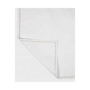 Serviettes de table en coton et lin 40x40cm, bordure brodée en zigzag, lavables, pour mariage, fête, approvisionnement en gros, OEM - Product Image 5
