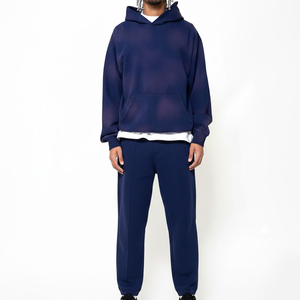 Custom Made Acid Wash Tracksuit Wholesale Manufacturer Custom Logo Men Oversized Sweat Suit <b>Distressed</b> Embroidery Tracksuits - Product Image 1