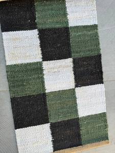 Tapis en chanvre abstrait fait main, écologique, lavable, moderne, à motifs géométriques, noir, tapis de prière, pour salon, chambre, maison - Product Image 2