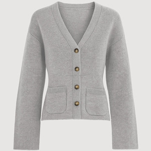 Best Quality New Arrival Fall Winter Casual <b>Long</b> Sleeve Solid Color Knitted Wool/Acrylic Covered Button <b>Cardigan</b> Sweater <b>for</b> - Product Image 1