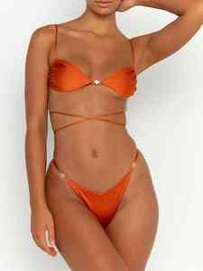 Conjunto de Bikini de Alta Calidad, Traje de Baño Sexy de Cobertura Mínima con Tirantes Ajustables para un Bronceado Perfecto - Product Image 5