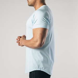T-shirt décontracté pour homme, bleu clair, à séchage rapide, coupe ajustée, manches courtes, col rond, en jersey tricoté - Product Image 2