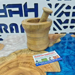 Ensemble mortier et pilon en bois écologique, durable, nouveau design, en bois naturel, pour moudre les épices, ustensile de cuisine de bonne qualité - Product Image 2