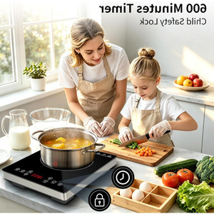 With child lock Induction Cooktop Single Burner 1800W Touch Control Stainless Steel Housing Toughened Panel Countertop <b>Stove</b> - Product Image 3