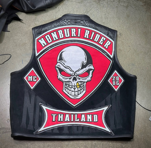 Chaleco de Motociclista de Cuero de Gamuza con Logotipo Personalizado OEM - Product Image 3