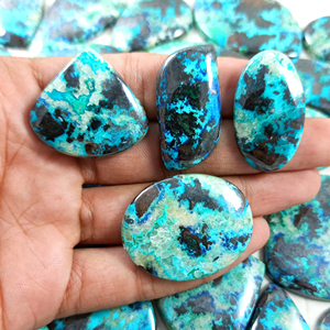 Cabochon en pierre de chrysocolle naturelle de haute qualité 2025 pour la fabrication de bijoux, colliers, bracelets, pendentifs Radha Arts Bleu - Product Image 2