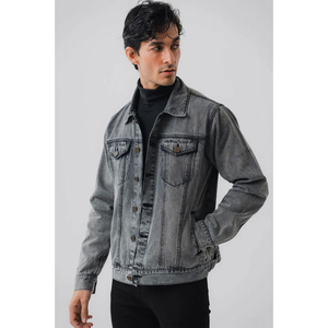 Denim <b>Jacket</b> Casual Solid Blue Knitted Outdoor OEM Serviced <b>for</b> Winter 2026 Custom Size <b>Men's</b> New Style Waterproof - Product Image 1