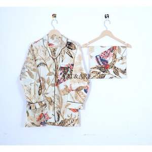 Breathable Cotton Pajama Set Long Pajama <b>Shirt</b> Bridal Party Wear PJ Set Comfort <b>Night</b> Suit Floral Pajama Set Slim Fit Summer - Product Image 2