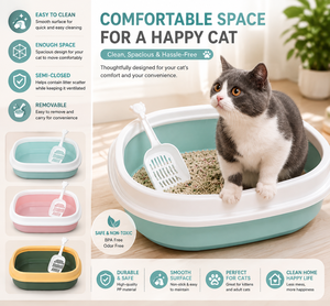 Bac à litière pour chat en plastique moderne, autonettoyant, antibactérien, non toxique, facile à nettoyer, sûr pour les chats et les chatons - Fournisseur en gros - Product Image 5