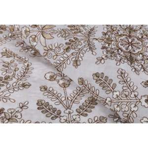 Tissu Georgette Brodé Blanc Cassé à Motifs Géométriques, 58 Pouces de Large, avec Paillettes et Motifs Floraux TFAB GEO EMB01 129 - Product Image 1