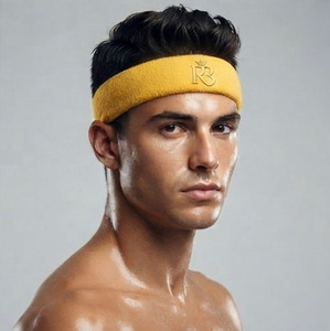 Bandeau de sport tricoté pour hommes, largeur 4,5 cm, respirant, antidérapant, en coton uni, toutes saisons - Product Image 5